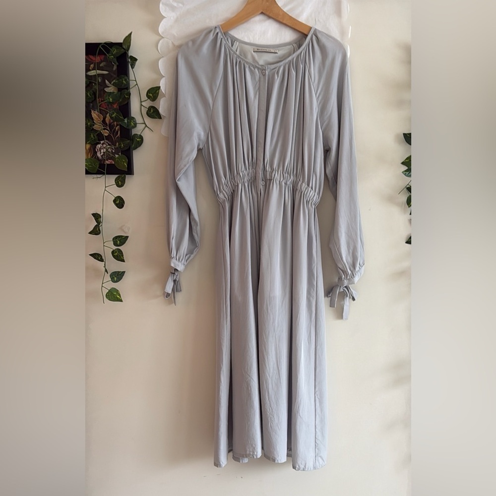 Mercci Boutique Stone Grey Grey Cotton Blend Women's Midi Dress SZ SM